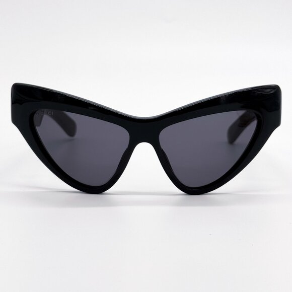 NEW GUCCI GG1294S 001 WOMEN SHINY BLACK GREY CAT EYE SUNGLASSES GUCCI - Picture 5 of 13